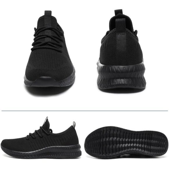 🆕Men All Black Mesh Running Shoes Slip-On Casual Lightweight Athletic Sneakers - Picture 7 of 7